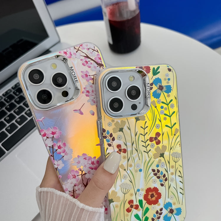 For iPhone 16 Pro Max Electroplating Laser Flower Texture TPU Phone Case(Chrysanthemum AH5) - iPhone 16 Pro Max Cases by PMC TechLife | Online Shopping South Africa | PMC TechLife | Buy Now Pay Later Mobicred