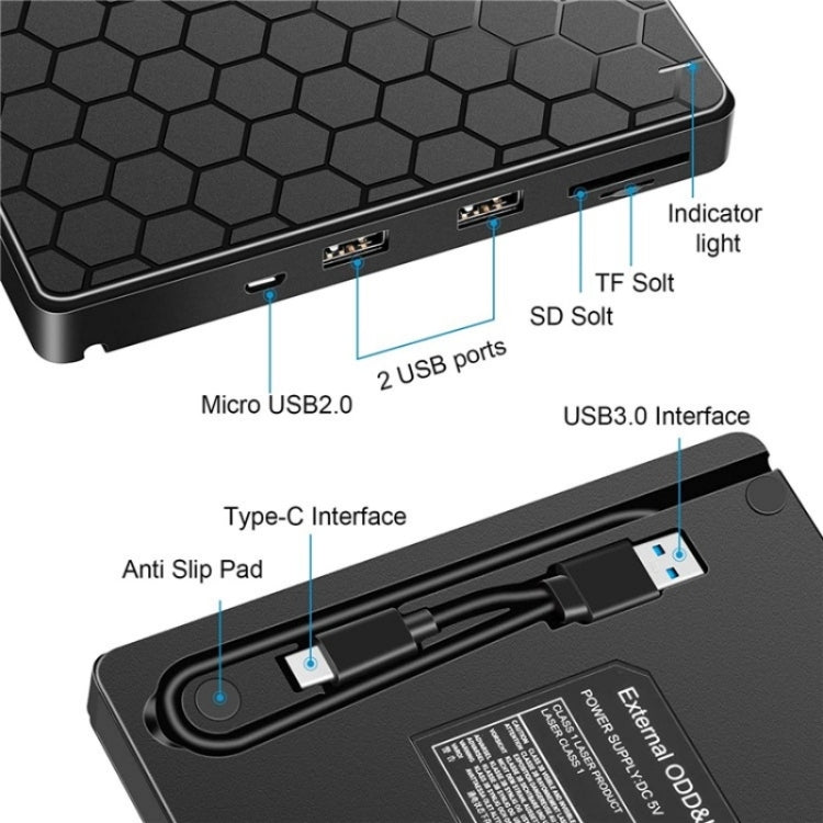 042  Football Pattern USB3.0 / Type-C Computer Laptop External Optical Drive Burner DVD Burner - free shipping - PMC Jewellery - Order now!