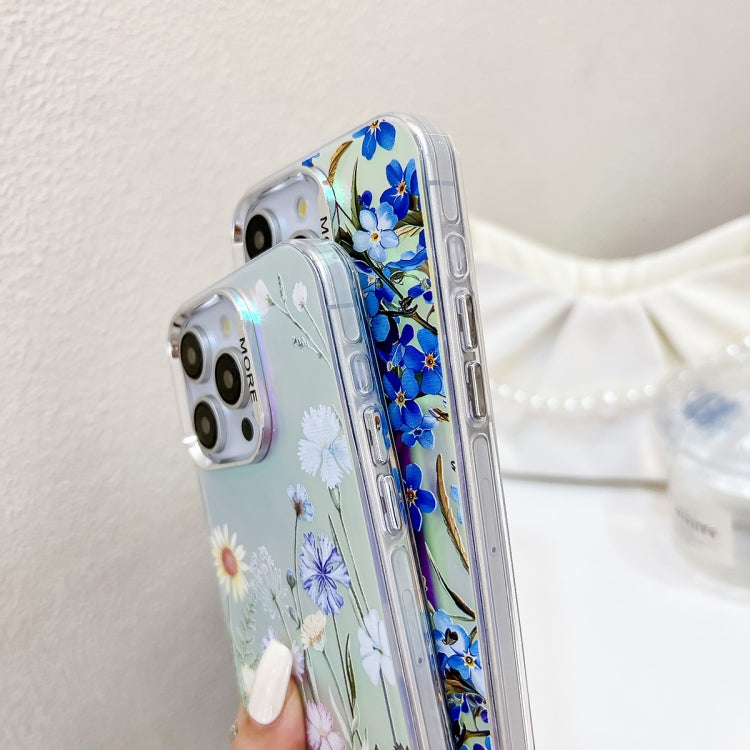 For iPhone 16 Electroplating Laser Flower Phone Case with Wrist Strap(Zinnia AH9) - iPhone 16 Cases by PMC Jewellery | Online Shopping South Africa | PMC Jewellery | Buy Now Pay Later Mobicred