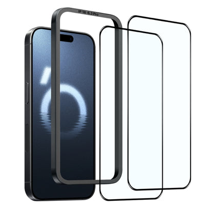 For iPhone 16 Pro NORTHJO 2pcs A++ Tempered Glass Film with Installation Frame - iPhone 16 Pro Tempered Glass by NORTHJO | Online Shopping South Africa | PMC Jewellery | Buy Now Pay Later Mobicred