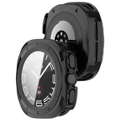 For Samsung Galaxy Watch Ultra 47mm PC+Tempered Film Integrated Waterproof Watch Protective Case(Black) - Watch Cases by PMC Jewellery | Online Shopping South Africa | PMC Jewellery | Buy Now Pay Later Mobicred