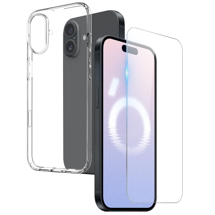For iPhone 16 Plus NORTHJO 2 in 1 TPU Phone Case Screen Protector Tempered Glass Film(Clear) - iPhone 16 Plus Cases by NORTHJO | Online Shopping South Africa | PMC TechLife | Buy Now Pay Later Mobicred
