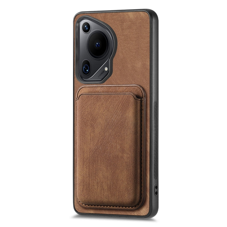 For Huawei Pura 70 Retro Leather Card Bag Magnetic Phone Case(Brown) - Huawei Cases by PMC Jewellery | Online Shopping South Africa | PMC Jewellery | Buy Now Pay Later Mobicred