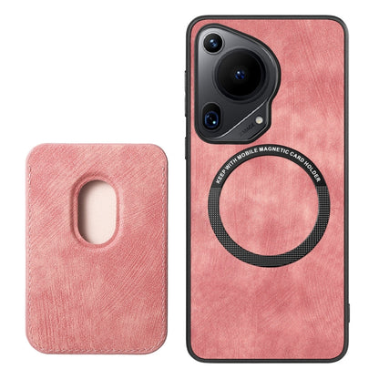 For Huawei Pura 70 Retro Leather Card Bag Magnetic Phone Case(Pink) - Huawei Cases by PMC Jewellery | Online Shopping South Africa | PMC Jewellery | Buy Now Pay Later Mobicred