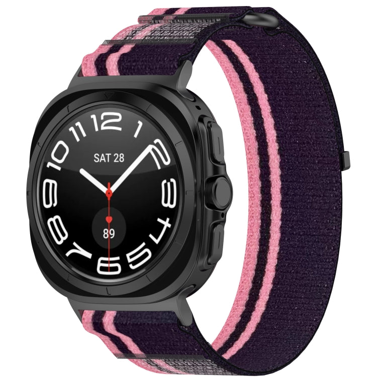 For Samsung Galaxy Watch Ultra 47mm Hook and Loop Fastener Loop Nylon Watch Band(Pink+Purple) - Watch Bands by PMC Jewellery | Online Shopping South Africa | PMC Jewellery | Buy Now Pay Later Mobicred