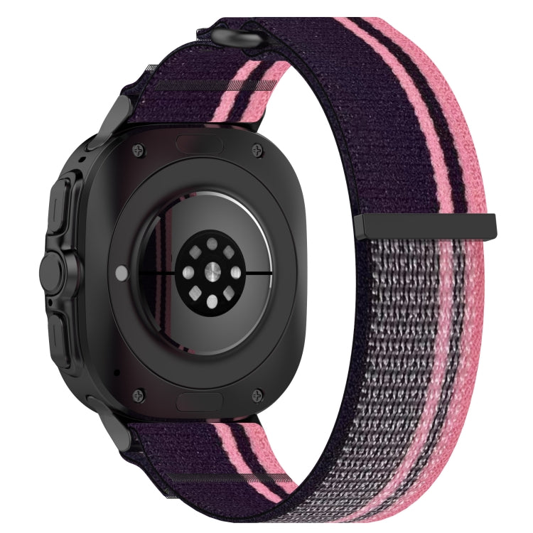 For Samsung Galaxy Watch Ultra 47mm Hook and Loop Fastener Loop Nylon Watch Band(Pink+Purple) - Watch Bands by PMC Jewellery | Online Shopping South Africa | PMC Jewellery | Buy Now Pay Later Mobicred