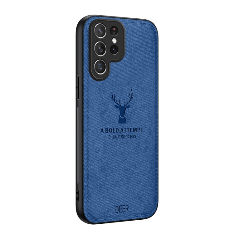 For Samsung Galaxy S25 Ultra 5G Deer Head Cloth Skin All-inclusive Phone Case(Blue) - Galaxy S25 Ultra 5G Cases by PMC Jewellery | Online Shopping South Africa | PMC Jewellery | Buy Now Pay Later Mobicred