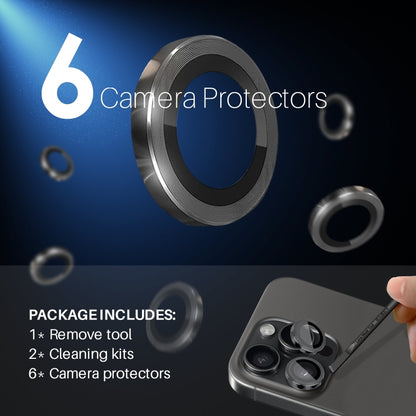 For iPhone 16 Pro / Pro Max NORTHJO 2 Sets 6pcs Camera Lens Protector Cover Metal Ring Film(Black) - iPhone 16 Pro Max Tempered Glass by NORTHJO | Online Shopping South Africa | PMC Jewellery | Buy Now Pay Later Mobicred