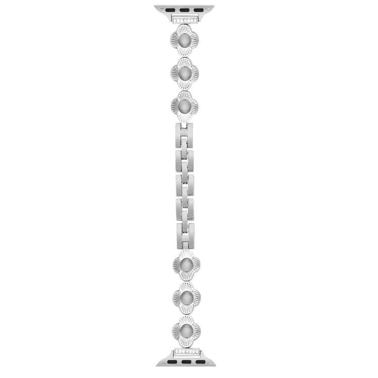 For Apple Watch Ultra 2 49mm Four Leaf Clover Quick-Release Metal Chain Watch Band(Silver) - free shipping - PMC TechLife - Order now!