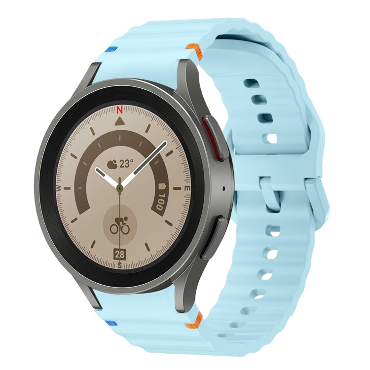 For Samsung Galaxy Watch 5 Pro Wave Pattern Stitched Silicone Watch Band(Light Blue) - free shipping - PMC TechLife - Order now!