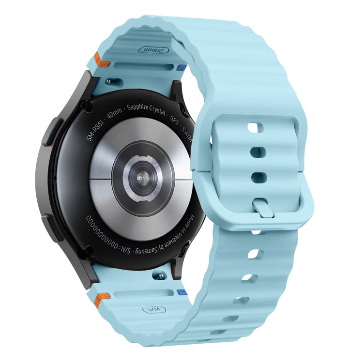 For Samsung Galaxy Watch 5 Pro Wave Pattern Stitched Silicone Watch Band(Light Blue) - free shipping - PMC TechLife - Order now!