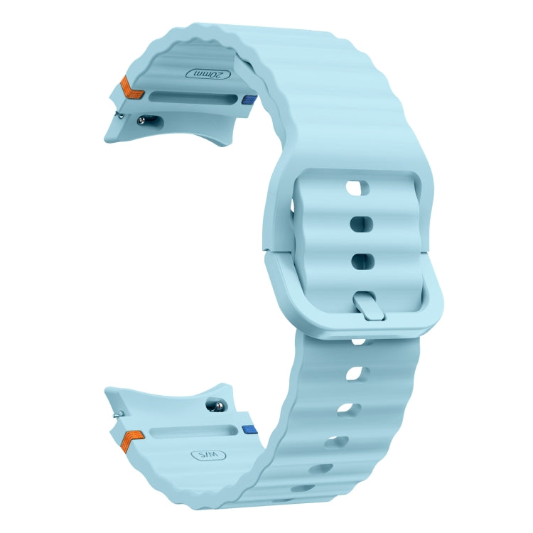 For Samsung Galaxy Watch 5 Pro Wave Pattern Stitched Silicone Watch Band(Light Blue) - free shipping - PMC TechLife - Order now!