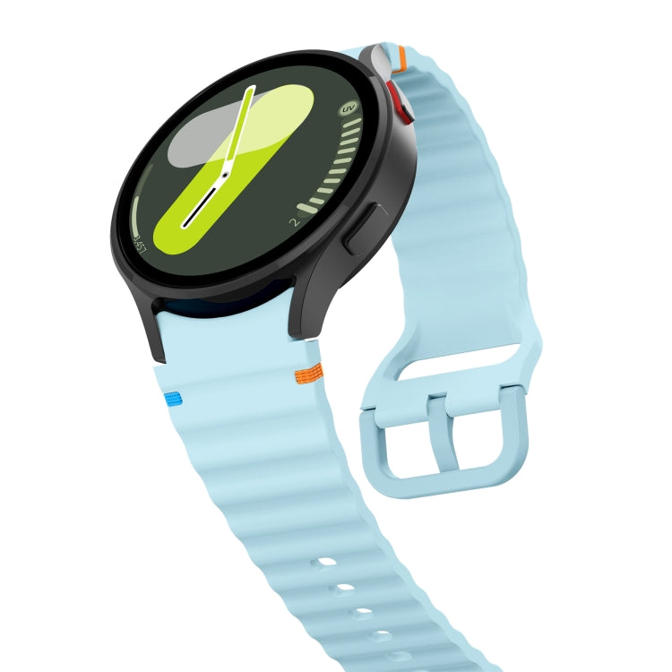 For Samsung Galaxy Watch 5 Pro Wave Pattern Stitched Silicone Watch Band(Light Blue) - free shipping - PMC TechLife - Order now!