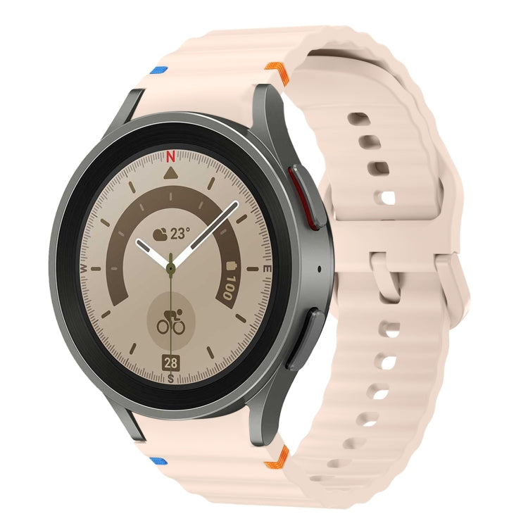 For Samsung Galaxy Watch 5 Pro Wave Pattern Stitched Silicone Watch Band(Pink) - free shipping - PMC TechLife - Order now!