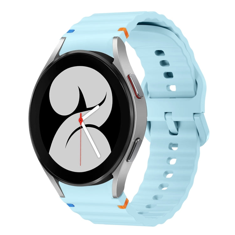 For Samsung Galaxy Watch 4 40 / 44mm Wave Pattern Stitched Silicone Watch Band(Light Blue) - free shipping - PMC TechLife - Order now!