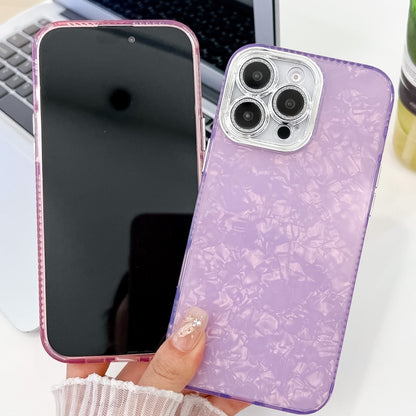 For iPhone 16 Plating Glitter Texture TPU Phone Case with Lens Film(Purple Feather Yarn) - iPhone 16 Cases by PMC Jewellery | Online Shopping South Africa | PMC Jewellery | Buy Now Pay Later Mobicred