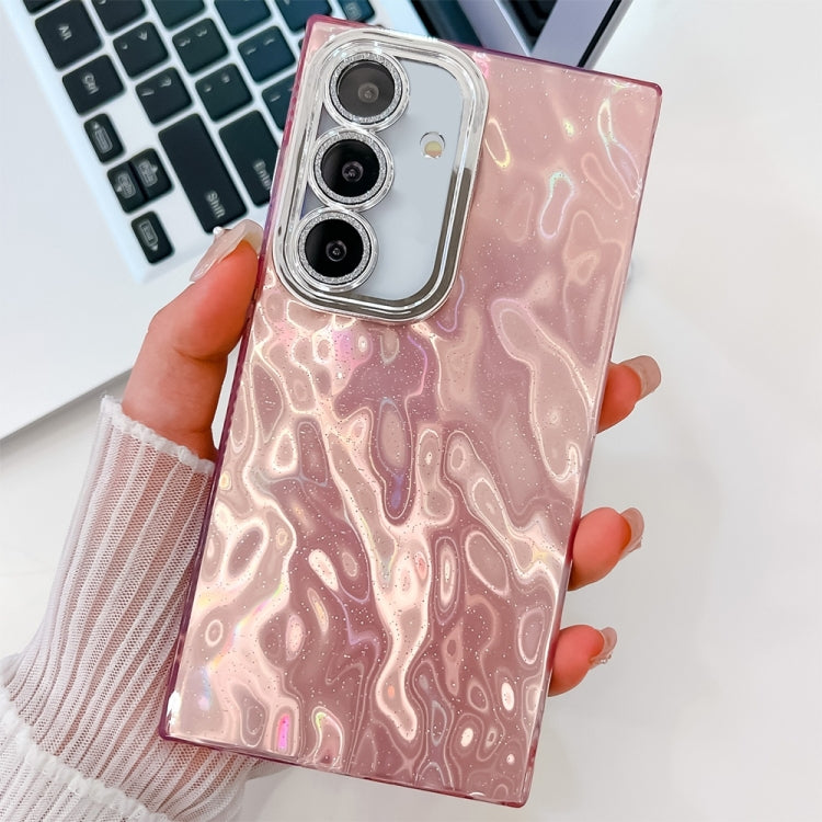 For Samsung Galaxy S25+ 5G Plating Glitter Texture TPU Phone Case with Lens Film(Pink Wrinkles) - Galaxy S25+ 5G Cases by PMC Jewellery | Online Shopping South Africa | PMC Jewellery | Buy Now Pay Later Mobicred