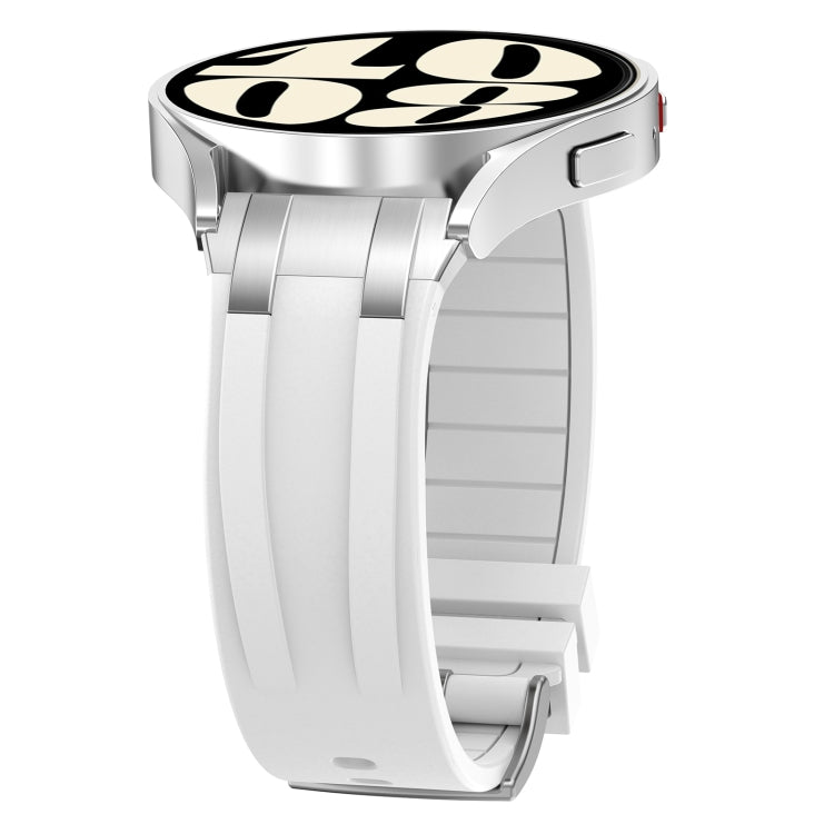 For Amazfit Active 20mm Quick Release Silver Buckle Royal Silicone Watch Band(White) - free shipping - PMC TechLife - Order now!