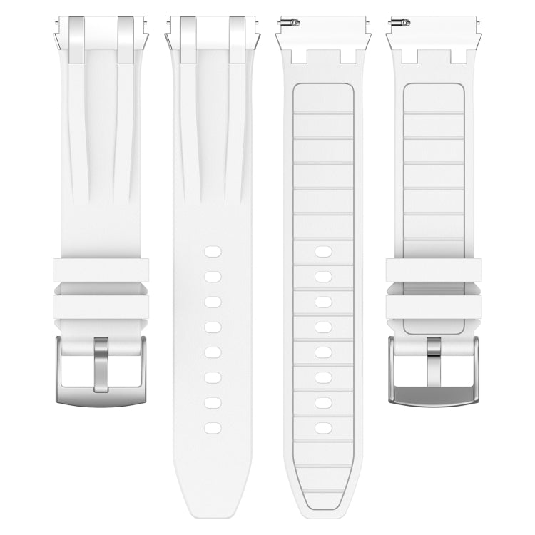 For Amazfit Active 20mm Quick Release Silver Buckle Royal Silicone Watch Band(White) - free shipping - PMC TechLife - Order now!