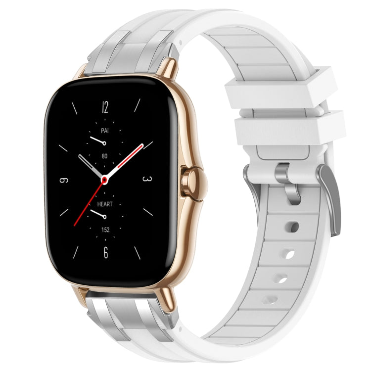 For Amazfit GTS 2 20mm Quick Release Silver Buckle Royal Silicone Watch Band(White) - free shipping - PMC TechLife - Order now!