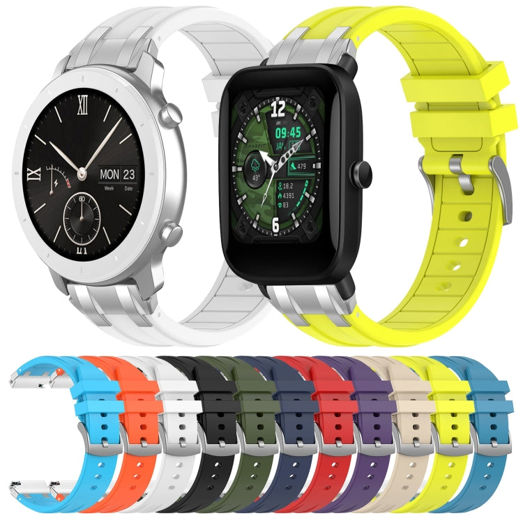 For Amazfit Active 20mm Quick Release Silver Buckle Royal Silicone Watch Band(Navy Blue) - free shipping - PMC TechLife - Order now!