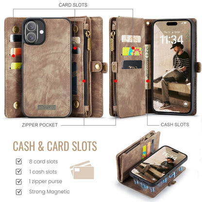 For iPhone 16 CaseMe 008 Detachable Multifunctional Leather Phone Case(Brown) - iPhone 16 Cases by CaseMe | Online Shopping South Africa | PMC Jewellery | Buy Now Pay Later Mobicred