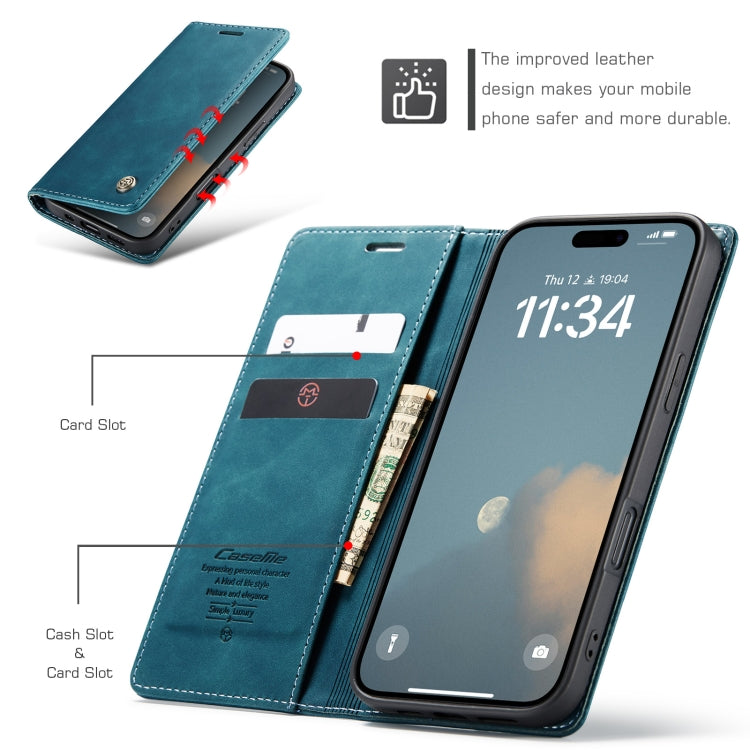 For iPhone 16 Plus CaseMe 013 Multifunctional Horizontal Flip Leather Phone Case(Blue) - free shipping - PMC Jewellery - Order now!
