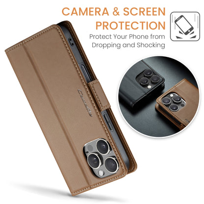 For iPhone 16 Pro CaseMe 023 Butterfly Buckle Litchi Texture RFID Anti-theft Leather Phone Case(Brown) - iPhone 16 Pro Cases by CaseMe | Online Shopping South Africa | PMC Jewellery | Buy Now Pay Later Mobicred