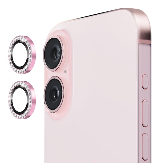 For iPhone 16 / 16 Plus ENKAY AR Anti-reflection Individual Diamond Ring Camera Lens Glass Full Film(Pink) - iPhone 16 Plus Tempered Glass by ENKAY | Online Shopping South Africa | PMC Jewellery | Buy Now Pay Later Mobicred