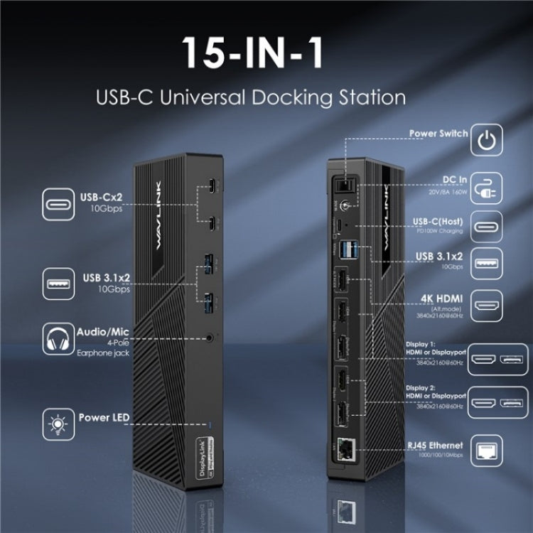 WAVLINK UG69PD25 Pro 100W PD Charging Triple 4K Display Laptop Docking Station, Plug:UK Plug - free shipping - PMc TechLife - Order now!