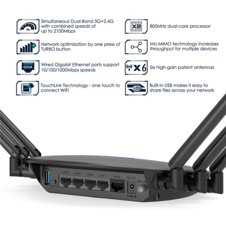 WAVLINK WN531A6 Dual Band Wireless Repeater AC2100 Gigabit Ethernet Port WiFi Router, Plug:AU Plug - Wireless Routers by WAVLINK | Online Shopping South Africa | PMC Jewellery | Buy Now Pay Later Mobicred