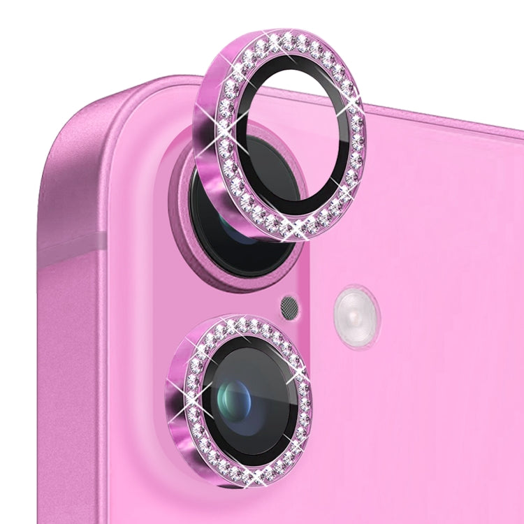 For iPhone 16 / 16 Plus NORTHJO Rhinestone Camera Lens Protector Tempered Glass Metal Ring Film(Rose) - iPhone 16 Tempered Glass by NORTHJO | Online Shopping South Africa | PMC Jewellery | Buy Now Pay Later Mobicred