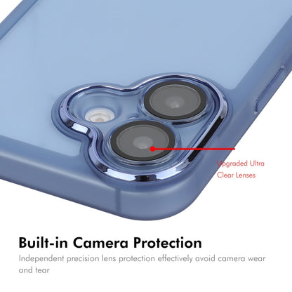 For iPhone 16 ENKAY Hat-Prince Translucent Matte TPU Phone Case with Lens Film(Blue) - iPhone 16 Cases by ENKAY | Online Shopping South Africa | PMC Jewellery | Buy Now Pay Later Mobicred