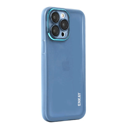 For iPhone 16 Pro ENKAY Hat-Prince Translucent Matte TPU Phone Case with Lens Film(Blue) - iPhone 16 Pro Cases by ENKAY | Online Shopping South Africa | PMC Jewellery | Buy Now Pay Later Mobicred