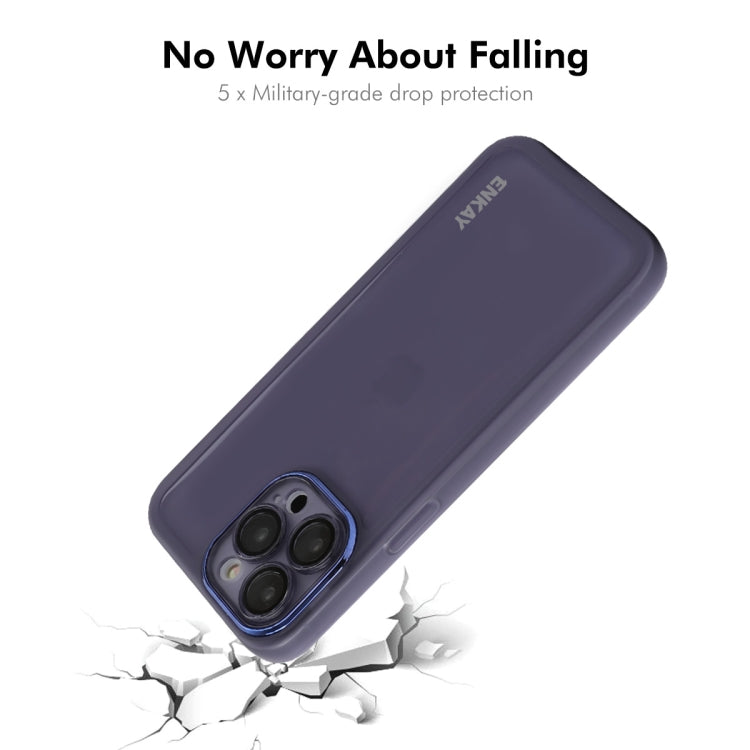 For iPhone 16 Pro ENKAY Hat-Prince Translucent Matte TPU Phone Case with Lens Film(Purple) - iPhone 16 Pro Cases by ENKAY | Online Shopping South Africa | PMC Jewellery | Buy Now Pay Later Mobicred