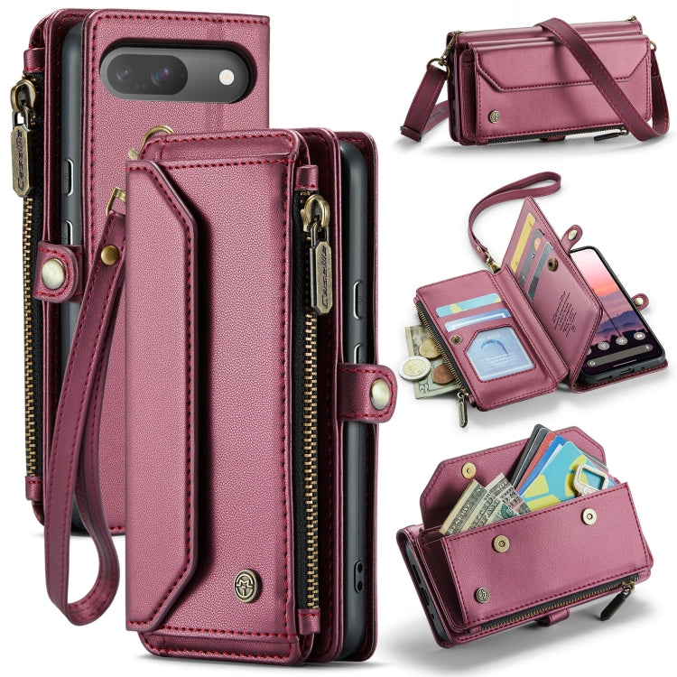 For Google Pixel 9 / 9 Pro CaseMe C36 Card Slots Zipper Wallet RFID Anti-theft Leather Phone Case(Wine) - Google Cases by CaseMe | Online Shopping South Africa | PMC Jewellery | Buy Now Pay Later Mobicred