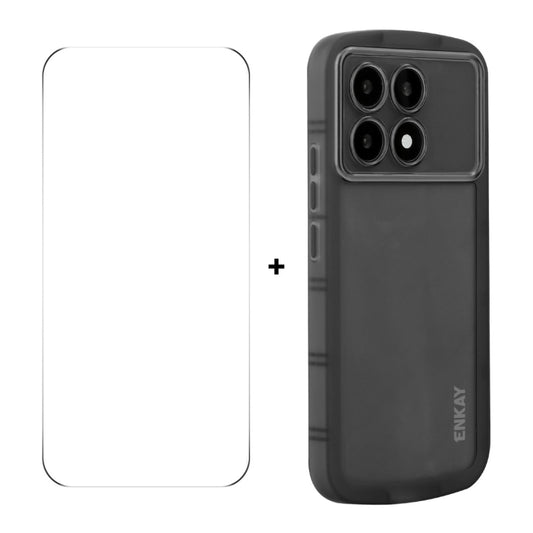 For Redmi K70 Ultra ENKAY Hat-Prince Translucent Matte TPU Phone Case + 9H Big Arc Edge Glass Film(Black) - Xiaomi Cases by ENKAY | Online Shopping South Africa | PMC Jewellery | Buy Now Pay Later Mobicred