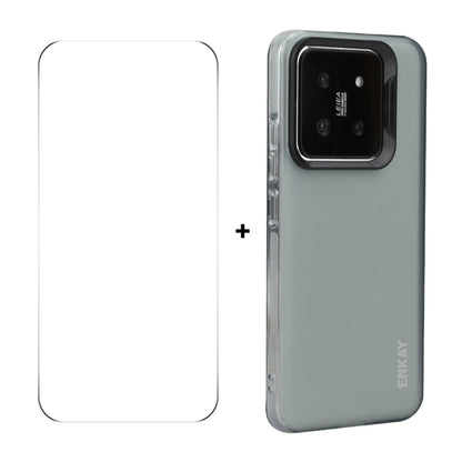 For Xiaomi 14 ENKAY Hat-Prince Translucent Matte TPU Soft Phone Case + 9H Big Arc Edge Film(Grey) - 14 Cases by ENKAY | Online Shopping South Africa | PMC Jewellery | Buy Now Pay Later Mobicred