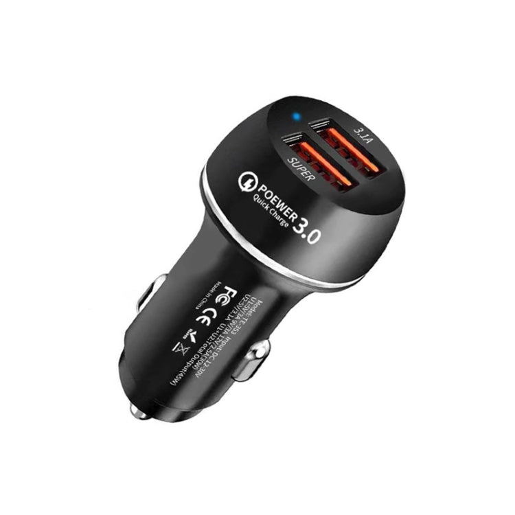 45W USB QC3.0 30W + USB 2.0 Fully Compatible Car Charger(Black) - Car Charger by PMC Jewellery | Online Shopping South Africa | PMC Jewellery | Buy Now Pay Later Mobicred