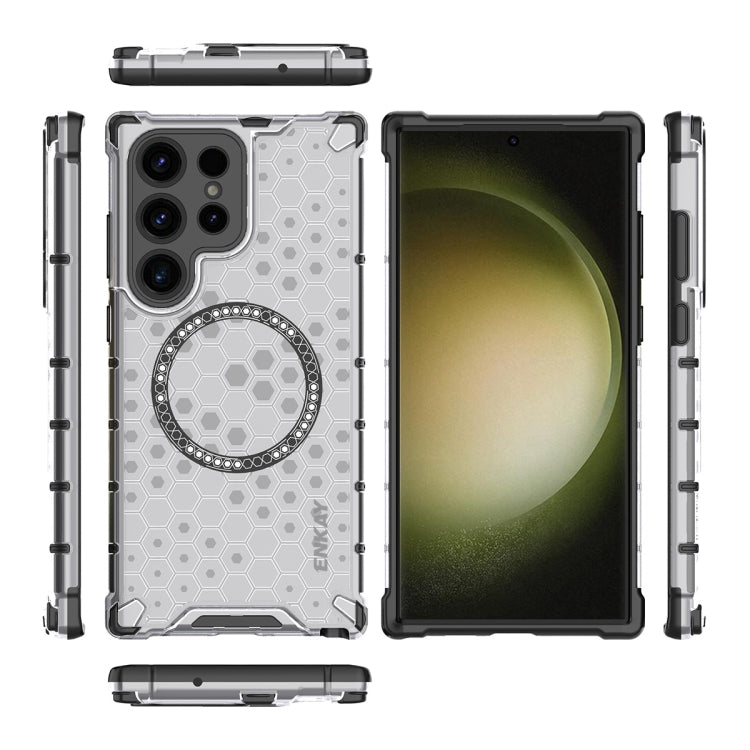 For Samsung Galaxy S24 Ultra 5G ENKAY Hat-Prince Honeycomb MagSafe Shockproof Phone Case with 0.18mm Film(Grey) - Galaxy S24 Ultra 5G Cases by ENKAY | Online Shopping South Africa | PMC Jewellery | Buy Now Pay Later Mobicred