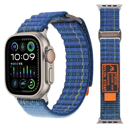 For Apple Watch Ultra 2 49mm Two Sections Nylon Hook and Loop Fastener Watch Band(Scuba Blue) - Watch Bands by PMC Jewellery | Online Shopping South Africa | PMC Jewellery | Buy Now Pay Later Mobicred