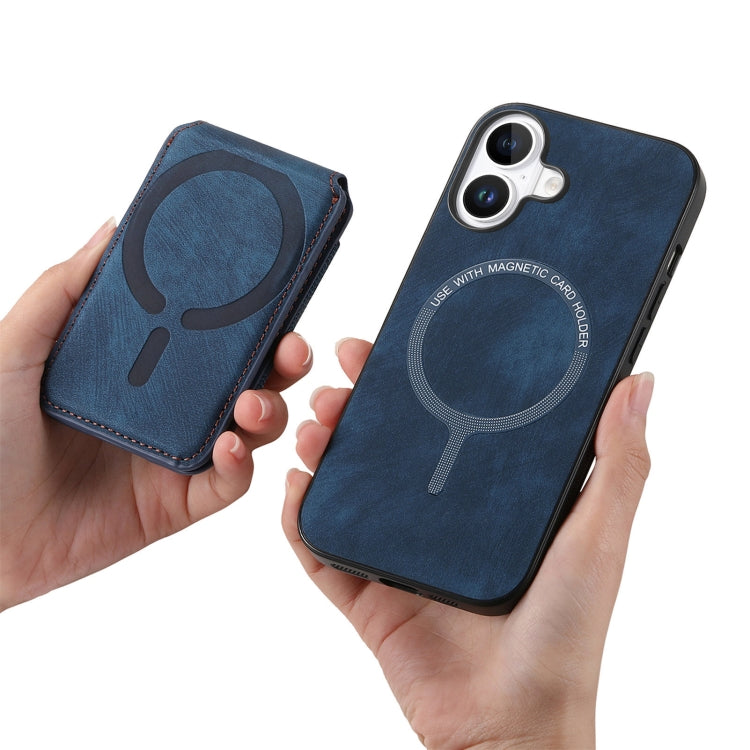 For iPhone 16 Retro Splitable Magnetic Stand Card Bag Leather Phone Case(Blue) - iPhone 16 Cases by PMC Jewellery | Online Shopping South Africa | PMC Jewellery | Buy Now Pay Later Mobicred