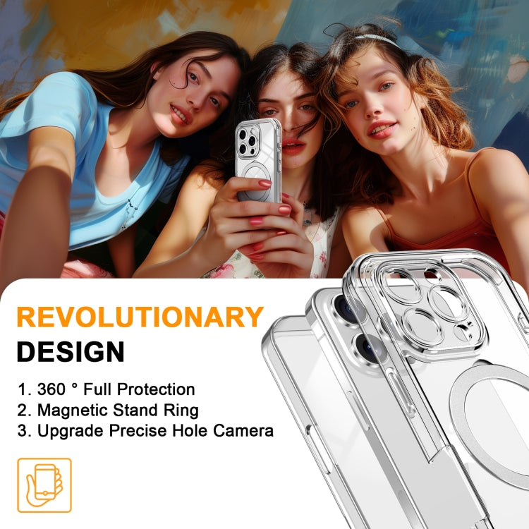 For iPhone 16 Pro Skin Feel MagSafe Holder 360 Full Body Phone Case(Transparent) - iPhone 16 Pro Cases by PMC Jewellery | Online Shopping South Africa | PMC Jewellery | Buy Now Pay Later Mobicred