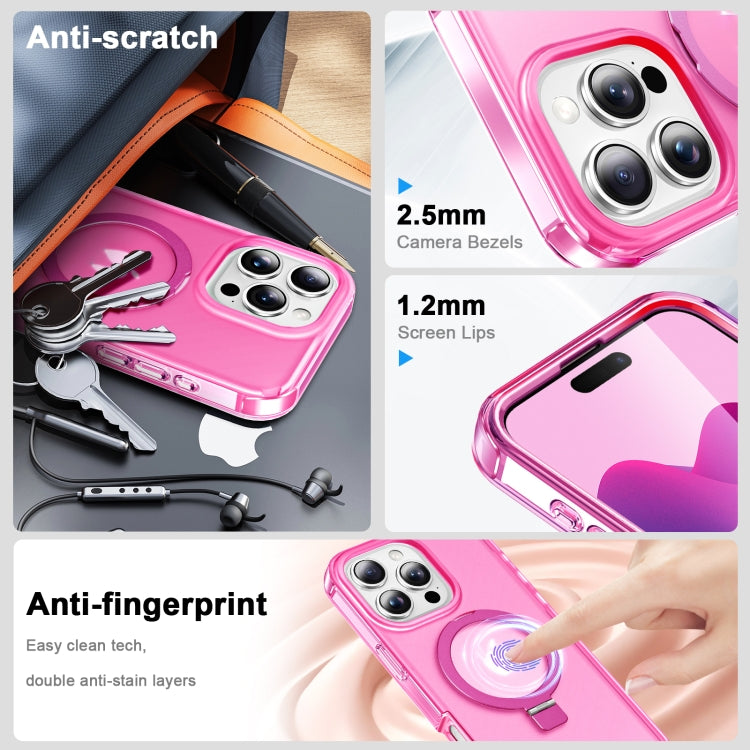 For iPhone 16 Pro Max Frosted Skin Feel MagSafe Holder 360 Full Body Phone Case(Rose Red) - iPhone 16 Pro Max Cases by PMC Jewellery | Online Shopping South Africa | PMC Jewellery | Buy Now Pay Later Mobicred