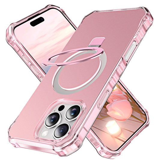 For iPhone 16 Pro Max Solid Color Wave MagSafe Holder Phone Case(Pink) - iPhone 16 Pro Max Cases by PMC Jewellery | Online Shopping South Africa | PMC Jewellery | Buy Now Pay Later Mobicred