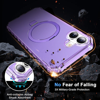 For iPhone 16 Solid Color Wave MagSafe Holder Phone Case(Purple) - iPhone 16 Cases by PMC Jewellery | Online Shopping South Africa | PMC Jewellery | Buy Now Pay Later Mobicred