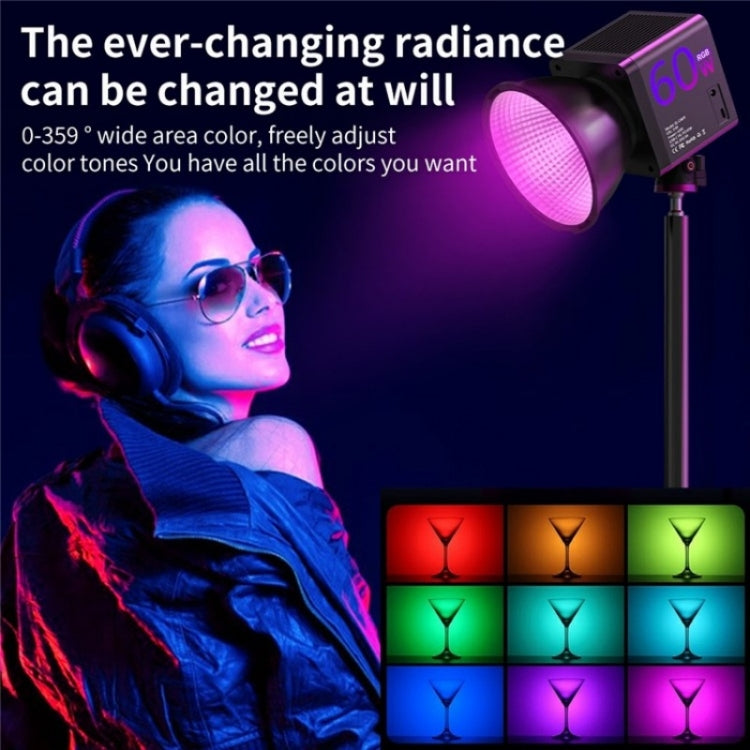 C60R 60W RGB Stage Lamp Professional Video Photography COB Fill Light, Plug:EU Plug - Selfie Light by PMC Jewellery | Online Shopping South Africa | PMC Jewellery | Buy Now Pay Later Mobicred