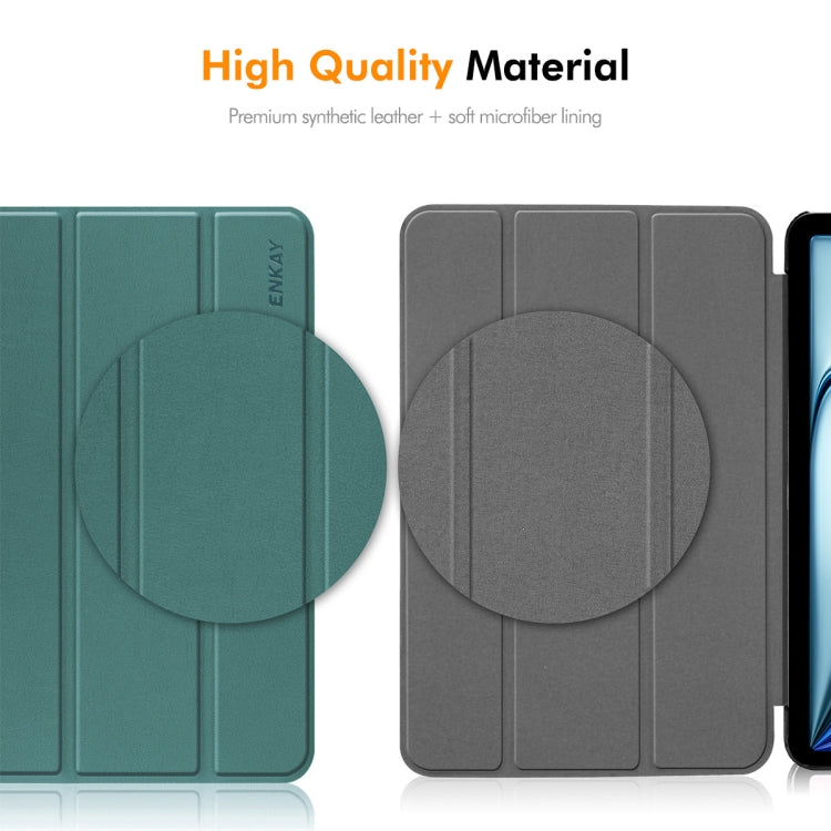 For Lenovo Xiaoxin Pad Pro 12.7 2025 ENKAY Tri-fold Custer Texture Platic Leather Smart Tablet Case(Dark Blue) - free shipping - PMC TechLife - Order now!
