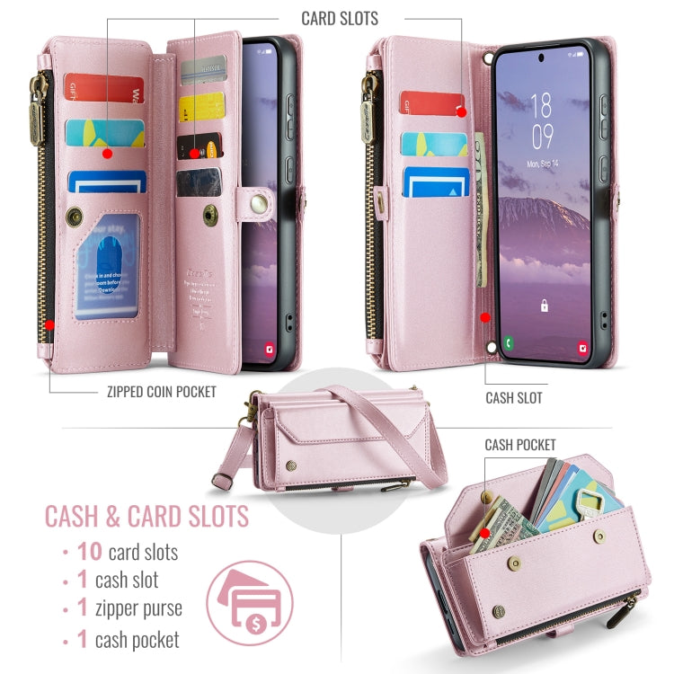 For Samsung Galaxy S24 FE 5G CaseMe C36 Card Slots Zipper Wallet RFID Anti-theft Leather Phone Case(Pink) - Galaxy S24 FE 5G Cases by CaseMe | Online Shopping South Africa | PMC Jewellery | Buy Now Pay Later Mobicred