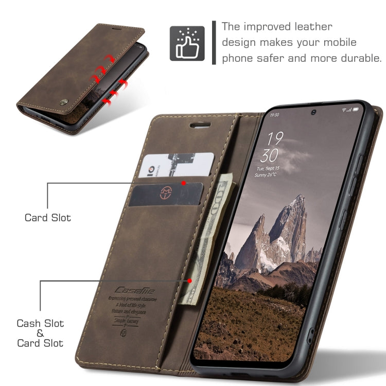 For OPPO Reno12 5G Global CaseMe 013 Multifunctional Horizontal Flip Leather Phone Case(Coffee) - Reno12 Cases by CaseMe | Online Shopping South Africa | PMC Jewellery | Buy Now Pay Later Mobicred